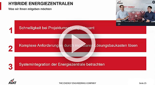AVAT TECHsession - Mitschnitt Webinar - Ansehen oder Download "Hybride Energiezentralen" AVAT TECHsession - Mitschnitt Webinar - Ansehen oder Download "Hybride Energiezentralen"