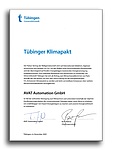 AVAT Urkunde - Tübinger Klimapakt - 2030
