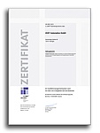 AVAT Urkunde - ISO 9001:2015 - Qualitätsmanagementsystem